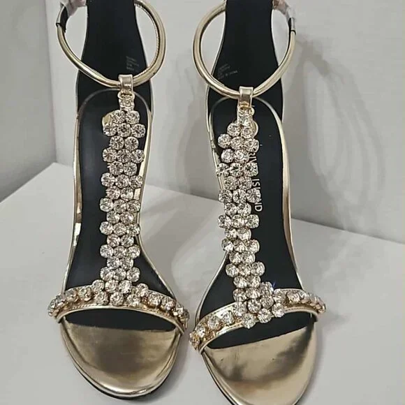 River Island White Crystal Barely there Embellished Heel Sandal - Picture 1 of 8